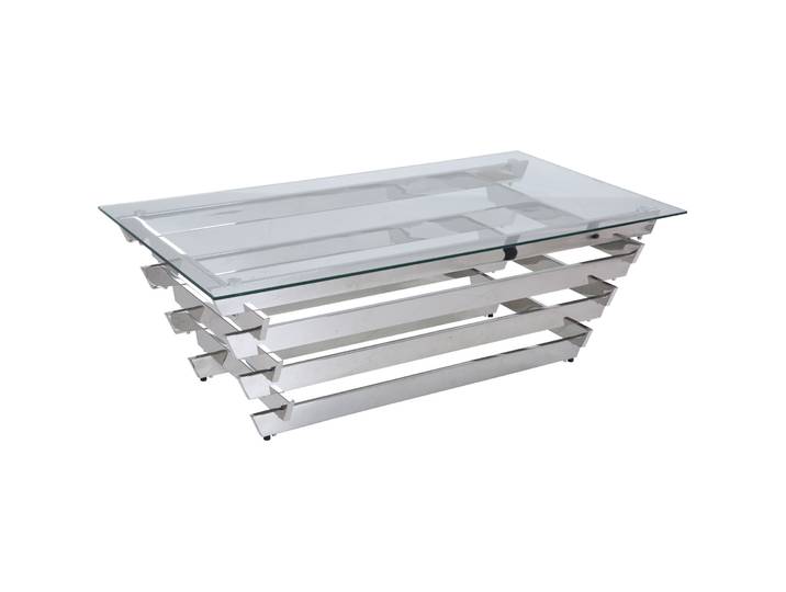 Salontisch Annina silber, transparent rostfreier Edelstahl, Sicherheitsglas B 130 T 70 cm