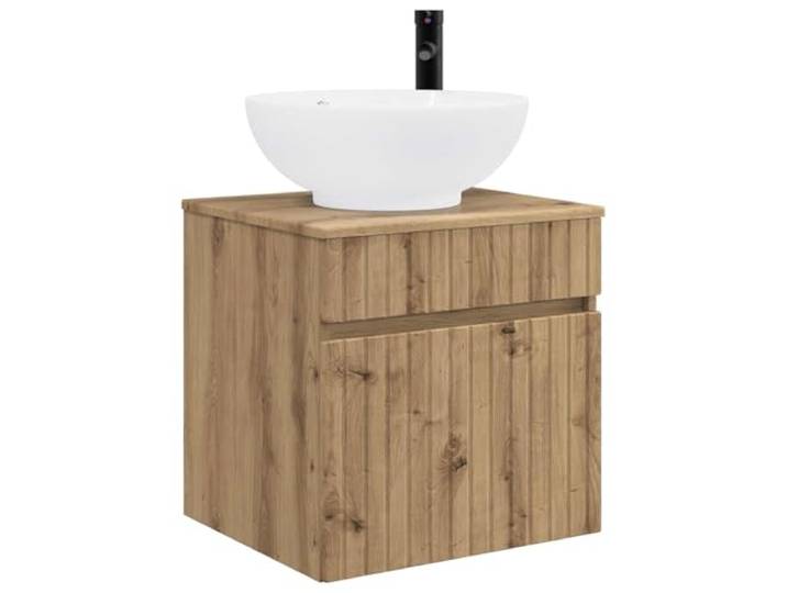 WEMYUFURN Wandmontierte Waschbecken-Vanität Artisan-Eiche, Slim Design Holzwerkstoff-Konstruktion, Schubladensystem, Wandmontage, spart Platz, minimalistisch, für moderne Bäder