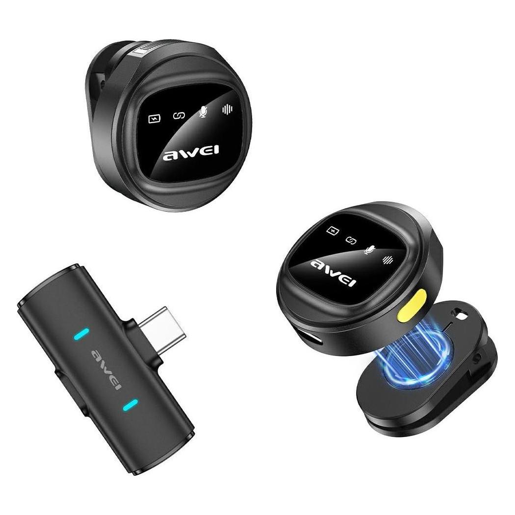 Awei Bezprzewodowy Mikrofon Krawatowy MK3 Duo czarny (Awe000303)