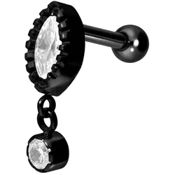 Titan Ohrpiercing KRISTALLTROPFEN + KRISTALL
