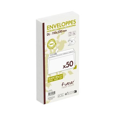 Clairefontaine 500x Umschläge 110x220mm/DL FOREVER 80g - Weiß 65935C