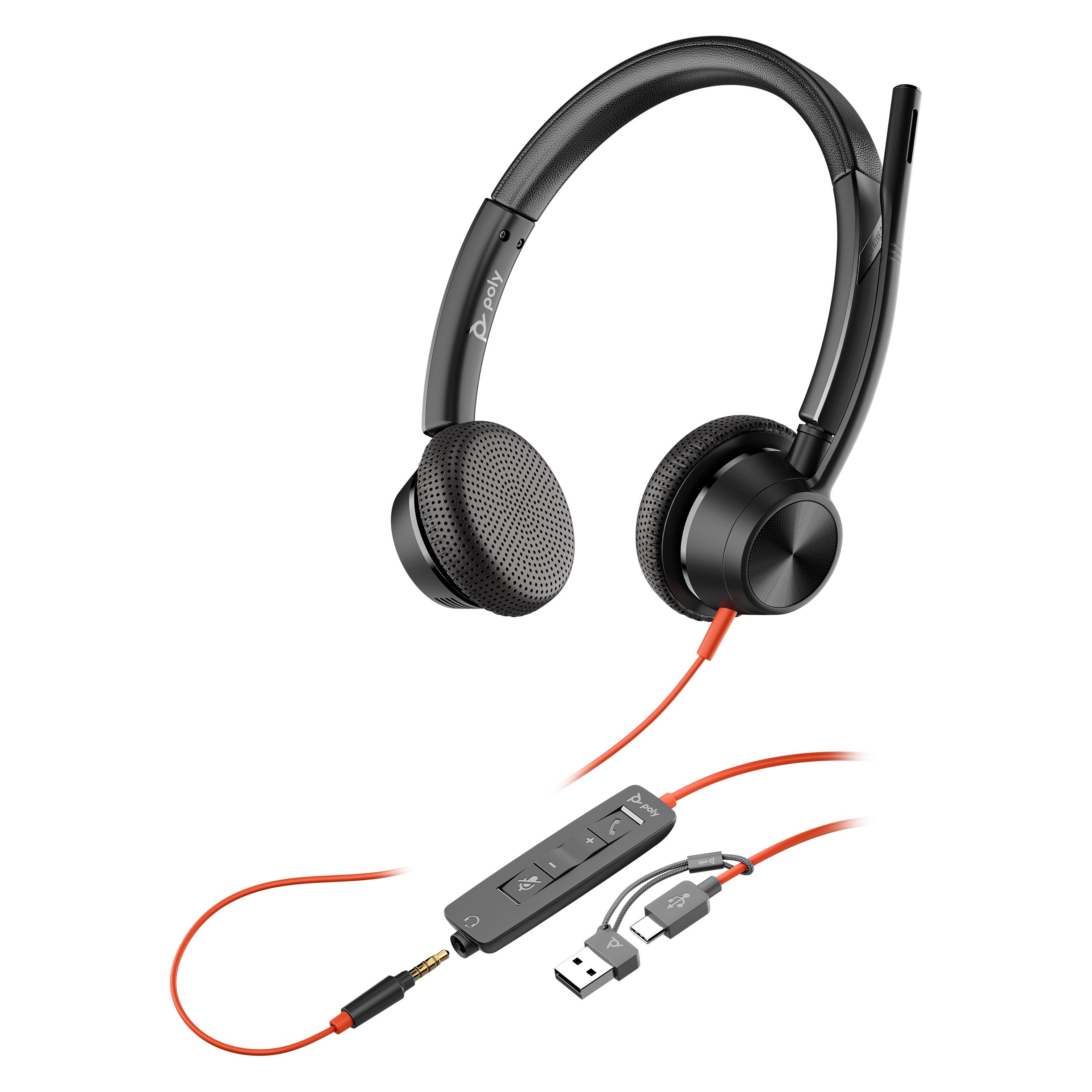 HP Poly Blackwire 3325 Stereo USB-C + 3.5mm + USB C/A-Adapter (Kabelgebunden, USB-C) (8X221AA)