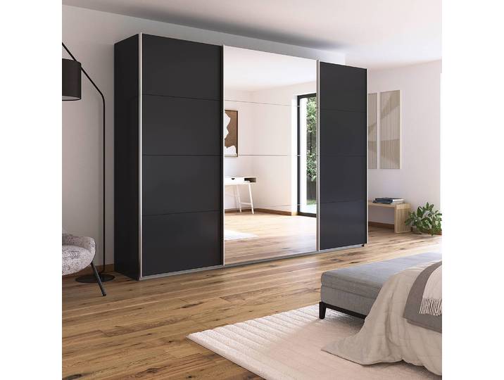 Schwebetürenschrank - Spiegel 315cm Grau/Graumetallic