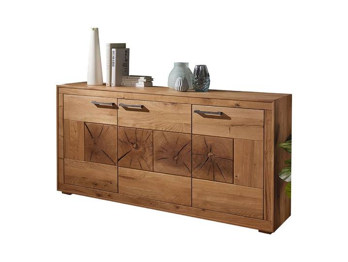 Lomadox Sideboard WINNIPEG-69, Kommode 171cm, Eiche massiv geölt, Hirnholz-Details, montiert