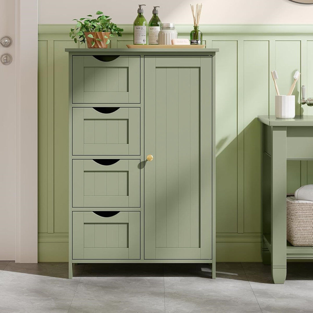 Lark Manor Solid Wood Freestanding Bathroom Cabinet Natural 82cm H X 55cm W X 30cm D