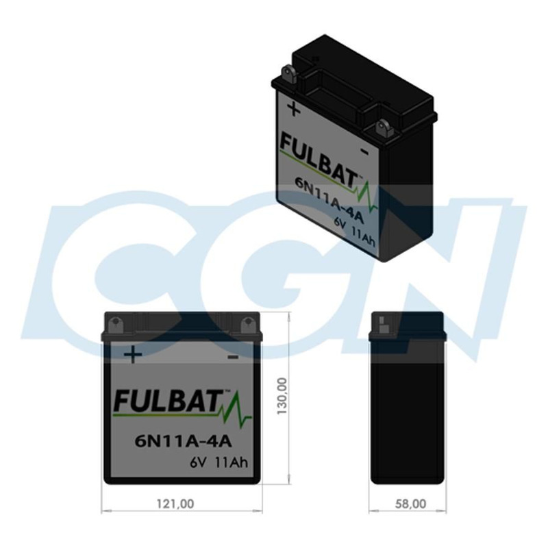 Batterie 6N11A-4A Fulbat 6v 11ah classic