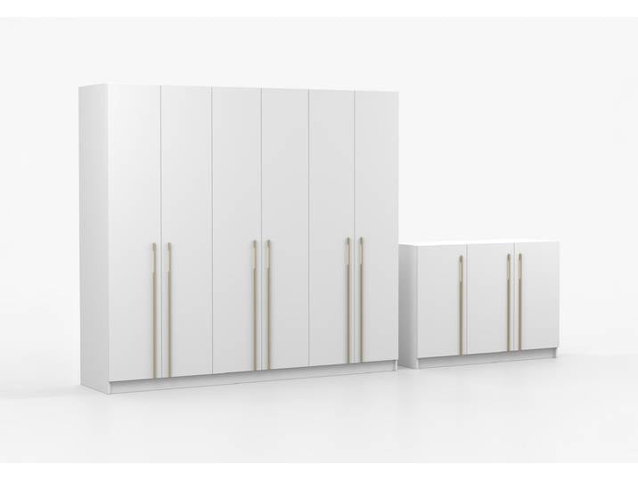 Drehtürenschrank und Kommode 2er-Set ROSA 6D/ROSA 3D Weiß Weiß