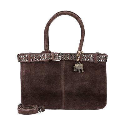 Henkeltasche ANOKHI "ANOKHI Taschen Leder", Damen, Gr. onesize, chocolate, Leder, Taschen