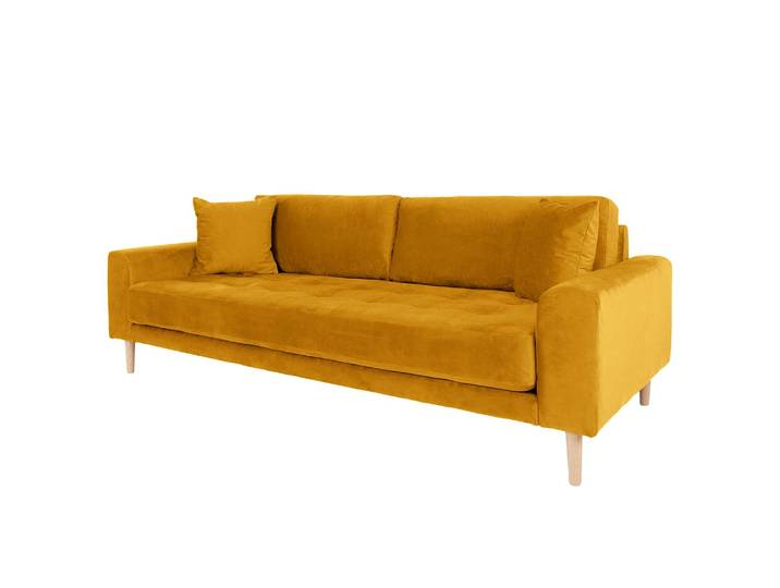 Sofa Cordova 3-Sitzer Gelb/Senfgelb Samt 210 x 78 x 93cm Modern
