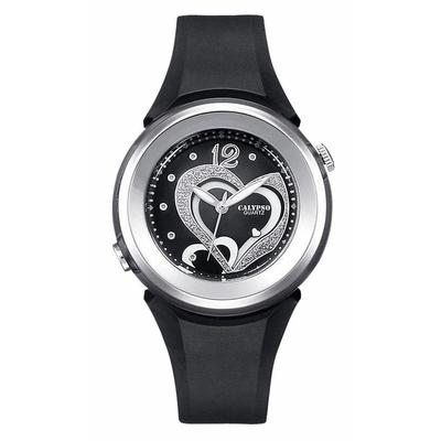 Quarzuhr CALYPSO WATCHES, schwarz, Armbanduhren, Damen, Quarzuhr, Armbanduhr, Damenuhr, mit Herzmotiv, bis 10 bar wasserdicht