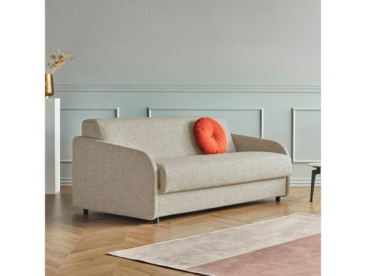 Schlafsofa Zera Webstoff/Bouclé Kunstfaser 72x195x98cm Sand ausziehbar skandinavisch
