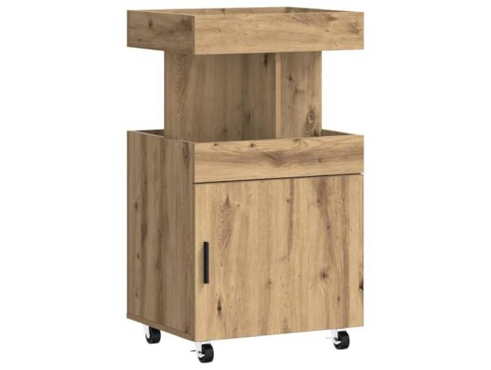 KGFHERENB Barwagen Artisan-Eiche 50x41x89 cm Holzwerkstoff Rollwagen Kompakter Servierwagen mit Rollen und Tür für Wohnzimmer und Flur, bietet 60 kg Belastbarkeit und Pflegeleichtigkeit.