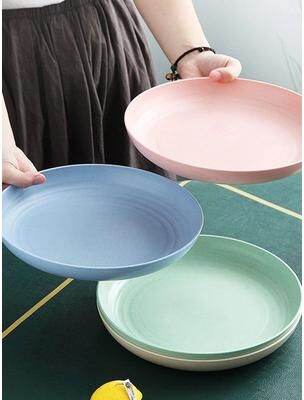 Uplifted Finds Lightweight Wheat Straw Dinner Plates Unbreakable And Reusable Set 4 Pcs Small