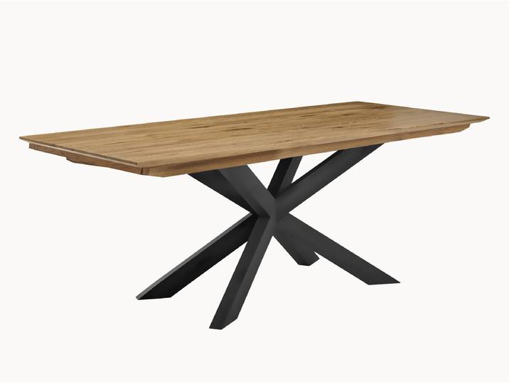 Tisch Aurana-Estenda - ohne Auszug - 100x240 cm - Edelstahl gebürstet - Wildeiche