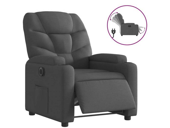 furnicato Relaxsessel Schwarzer Fernsehsessel mit elektrischer Liegefunktion, 74x89x100 cm