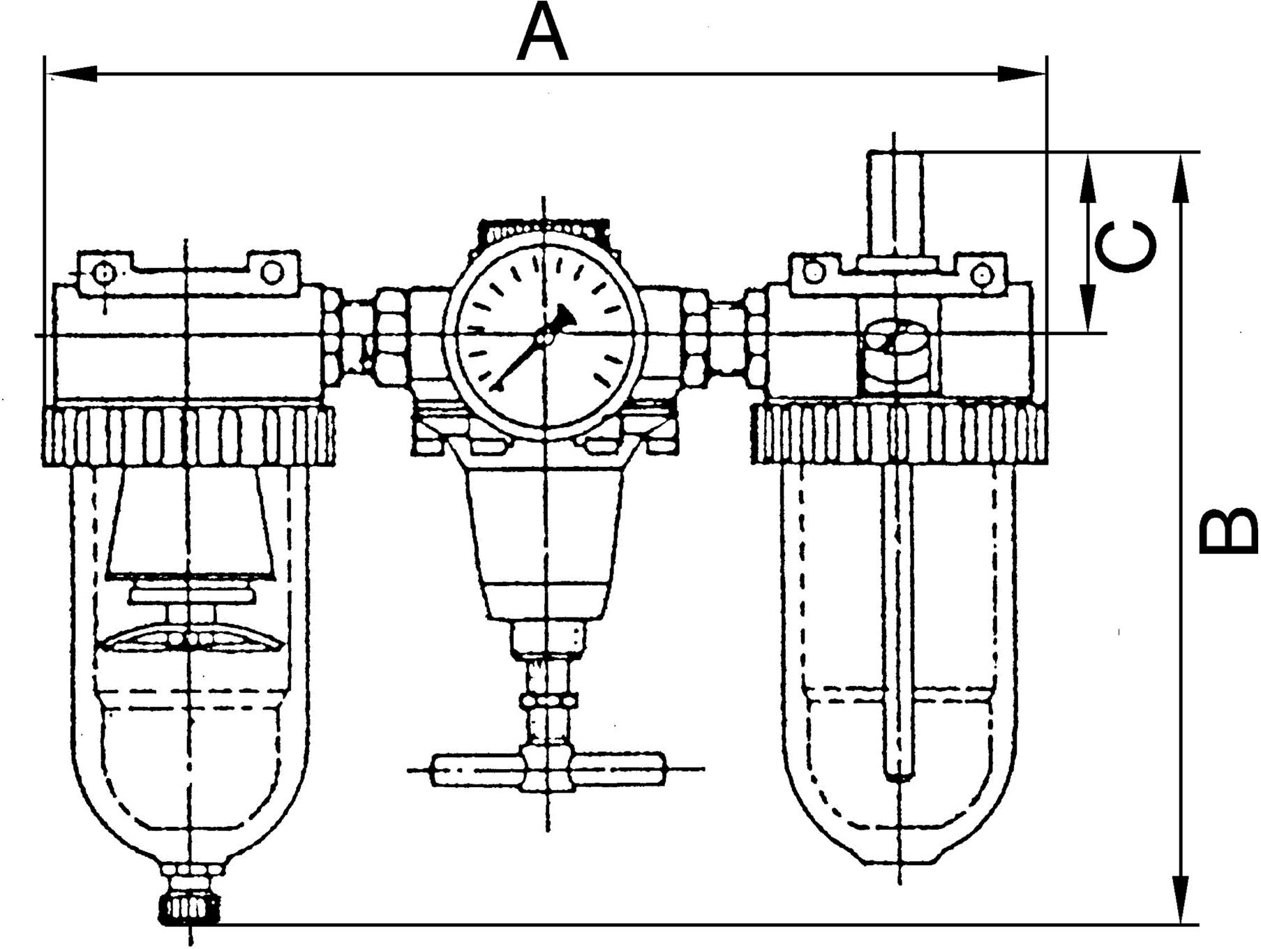 Riegler Wartungseinheit 3-tlg. »Standard «, PC-Beh., Schutzkorb, BG1, G1/4 (845 B/S)