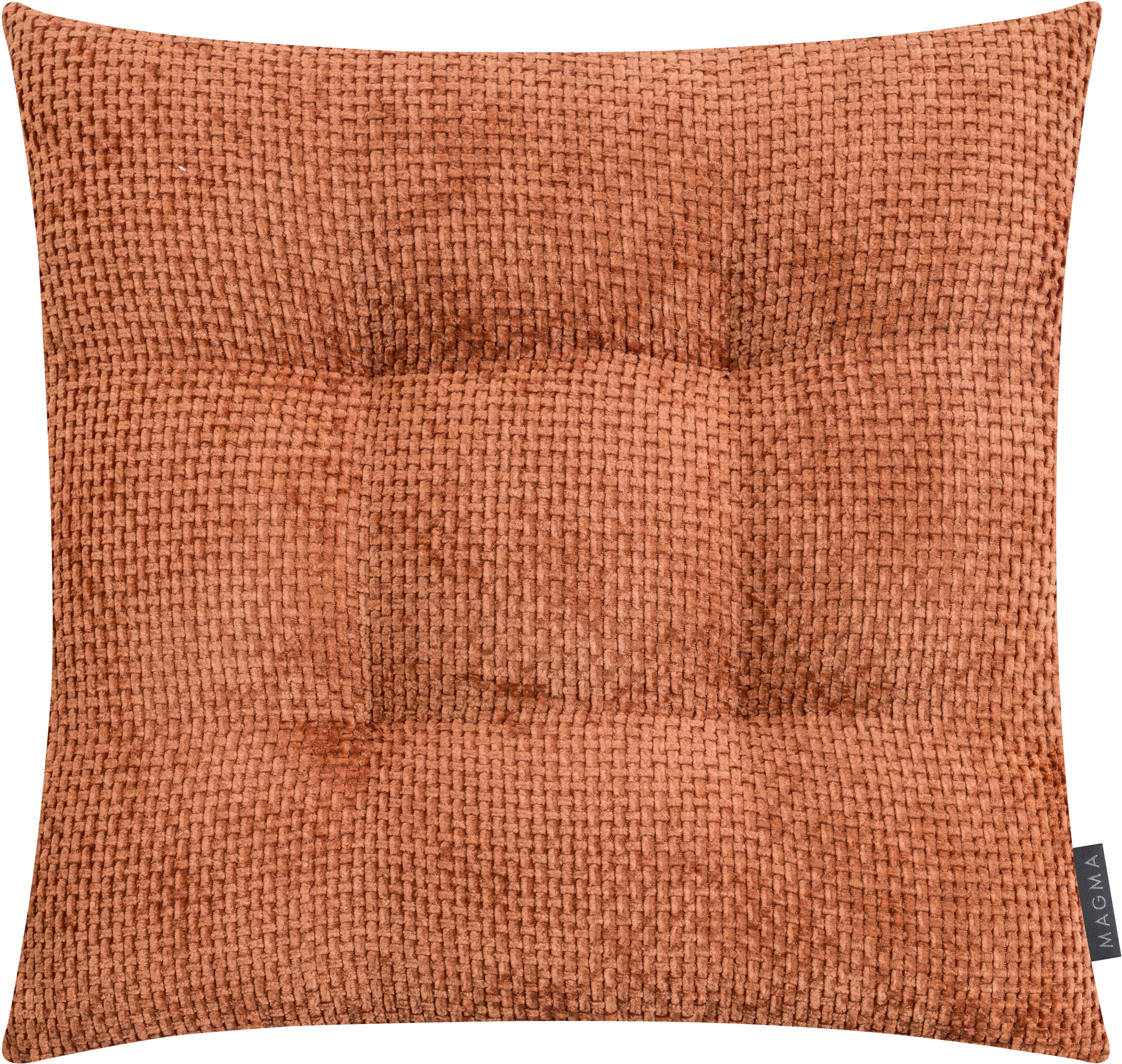 Stuhlkissen MAGMA HEIMTEX "ARLO Stuhlkissen Form 55", kupfer, gesteppt unifarben, B:35cm H:5cm L:35cm, Chenille, Faserbällchen (Polyester), Polyester, Dekokissen_Sitzkissen_Kissenhüllen, Stuhlkissen, Komfort trifft Stil: Hochwertiges Stuhlkissen mit robus