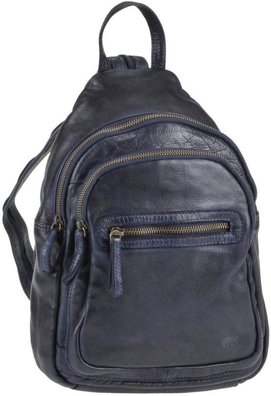 Rucksack für Damen - Wascheffekt, blau - Leder-City-Rucksack - ideal für den täglichen Gebrauch