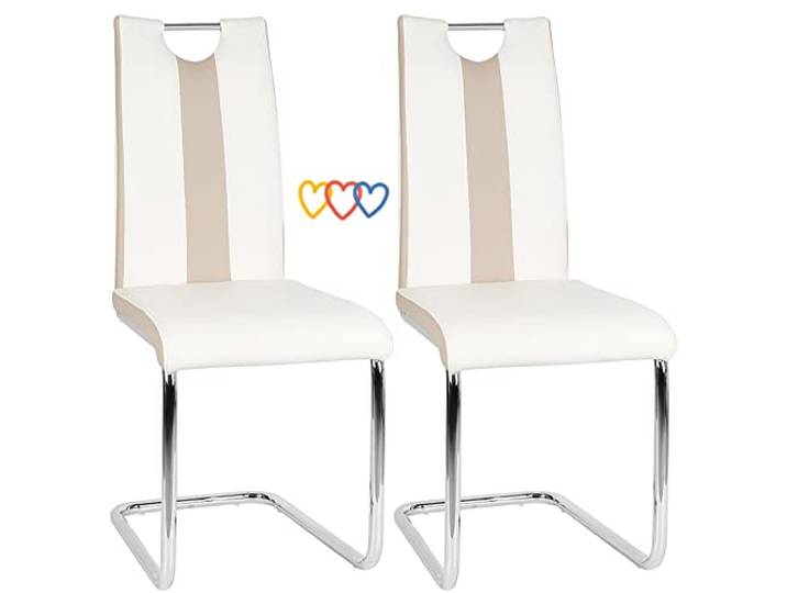 LANTUS Esszimmerstühle, 2 Stück, Küchenstuhl mit Sitz und Rückenlehne aus PU, Füße aus Metall, moderner Möbel Stuhl für Esszimmer, Wohnzimmer, Küche, Büro