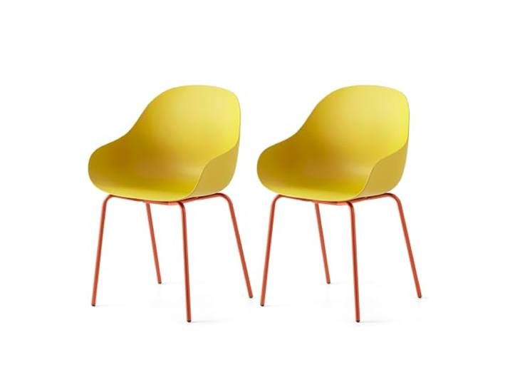 Connubia, 2 Stühle Academy Metallgestell ZAFFERANO matt Sitz aus recyceltem Polypropylen 100% Lemon matt
