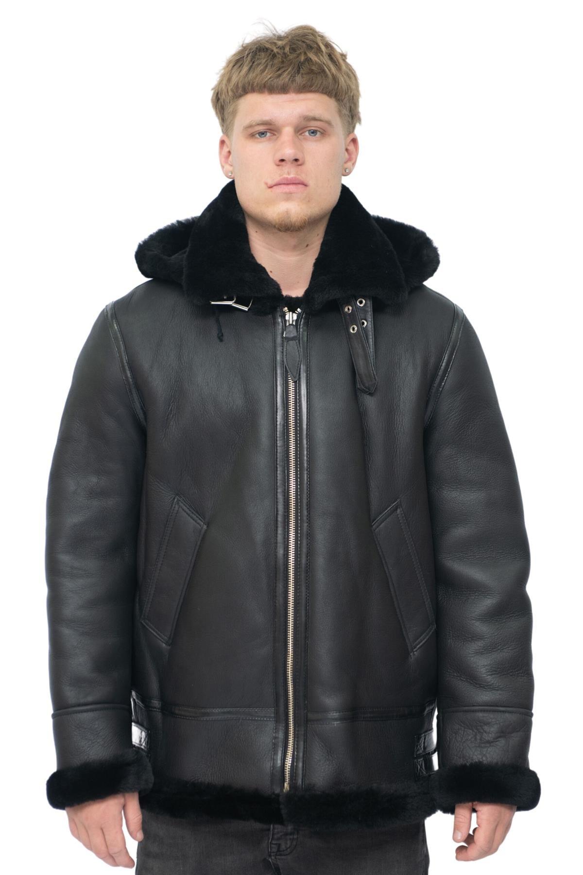 B3-Fliegerjacke aus Schafsleder mit Kapuze für Herren – Columbus
