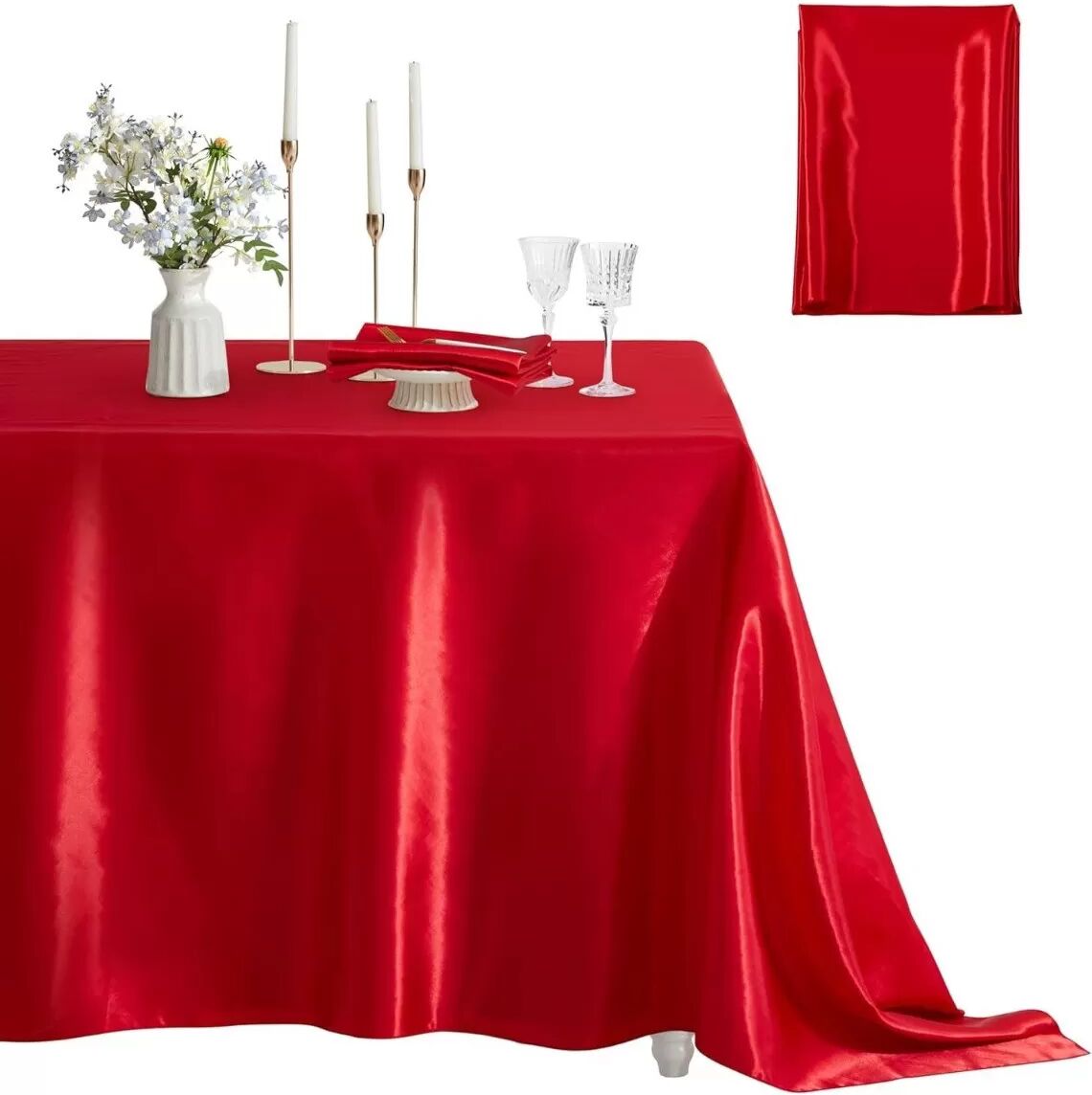 INF Elegante Tischdecke aus Polyester-Satin für Partys, Hochzeiten & Veranstaltungen Rot