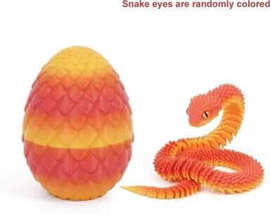 Useful Little Things 3D Printed Articulated Snake Egg Toy red Gold