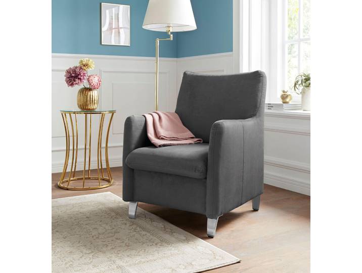 Sessel SIT & MORE Daytona , grau (graphit), B:70cm H:95cm T:76cm, Struktur (100% Polyester);Luxus-Microfaser ALTARA NUBUCK (100% Polyester);Luxus-Microfaser weich (98% Polyester, 2% Polyamid), Sessel, Sessel