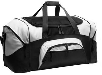 Port Authority BG99 Standard Colorblock Sport Duffel in Black/Gray size OSFA   Polyester Blend BG99C