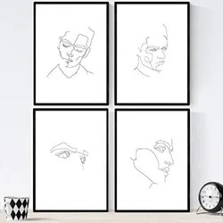 POSTER Set mit 4 Gesichter Mann A4 Rahmenlos