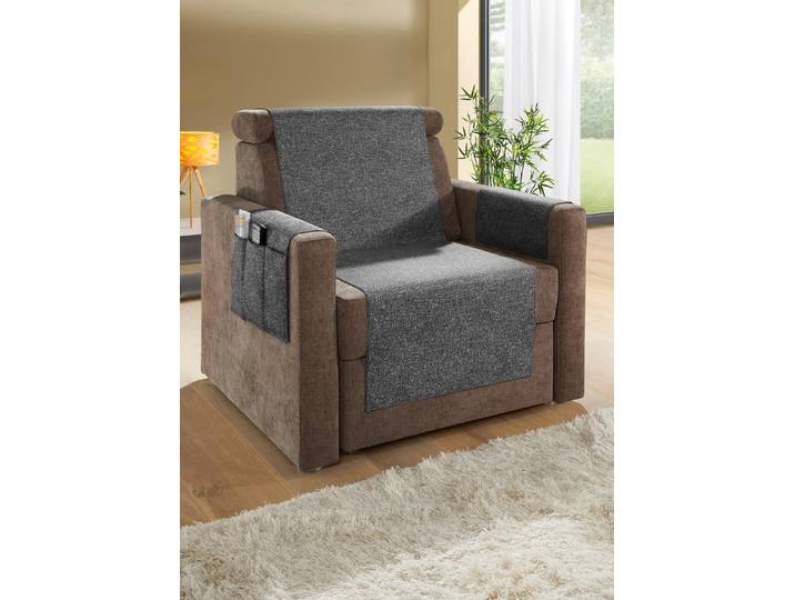 Wohnaccessoires mit gekettelten Abschlüssen in Melange-Optik, Grau, Größe 101 (Sesselschoner, 50x140 cm)