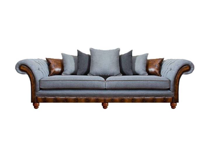 Xlmoebel Chesterfield-Sofa Grau Zweisitzer Sofa im Chesterfield-Stil mit Polstersitz, Sofa, Hergestellt in Europa