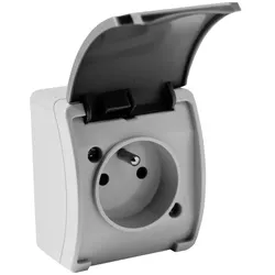 Aufputzsteckdosen IP44 Steckdose französisch System mit Klappdeckel grau 161-08-DRV