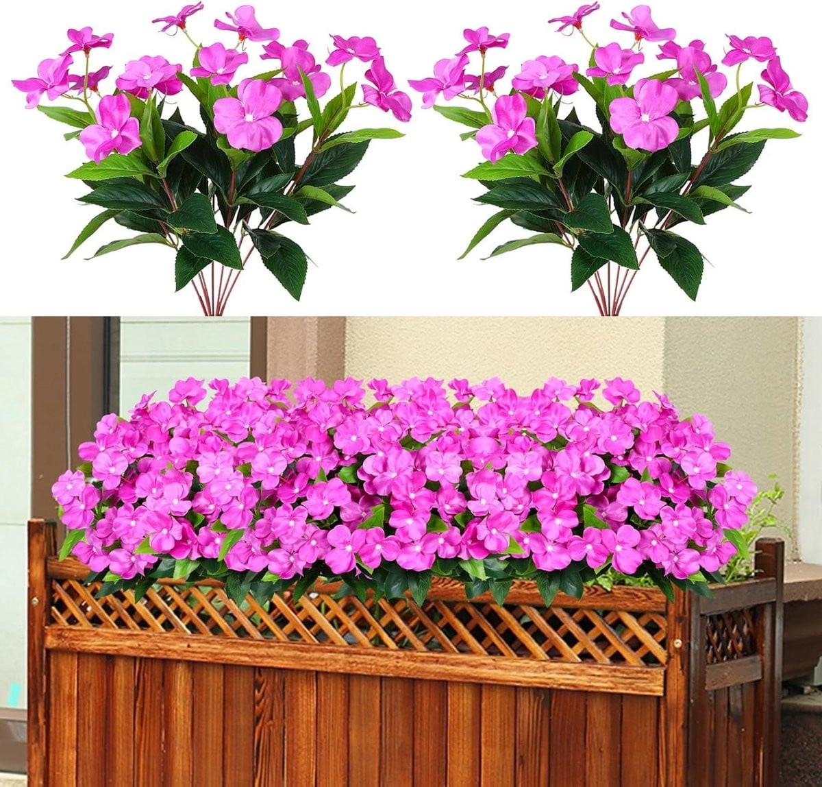 Kunstmatige Geraniums Paars - Nep Bloemen Boeket voor Buiten Decoratie - 37 cm