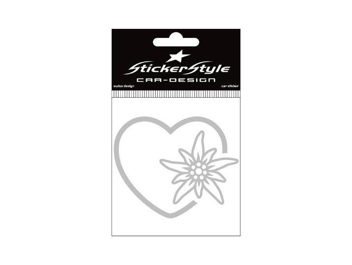StickerStyle Sticker Herz Edelweiss silber