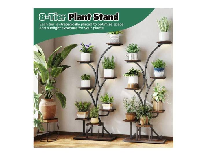 Croissance optimisée lot de 2 étagères à plantes avec lampes de culture 8 niveaux pour plantes d'intérieur