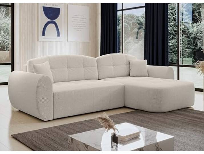AX Living Ecksofa mit Schlaffunktion Nubio 282 cm breit – beige Eckcouch Ecksofas mit Federkern – langlebig & stützend. Ecksofa mit Schlaffunktion. Breite von 282 cm. Sofas mit Ottomane.