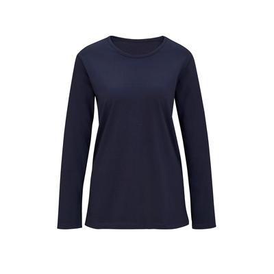 Pyjamaoberteil "Schlafanzug-Shirt", Damen, Gr. 40/42, blau (nachtblau), 100% Baumwolle, unifarben, Shirts