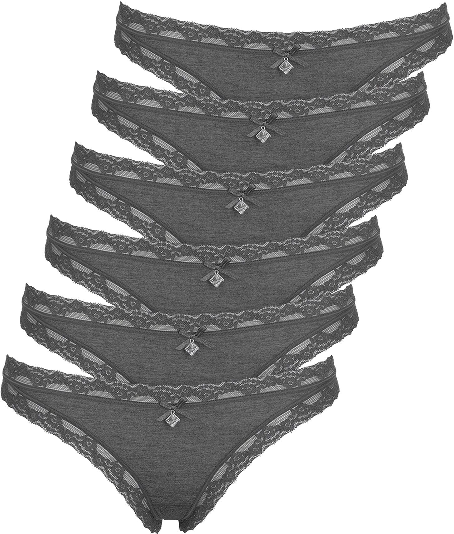 Like It! String LIKE IT "6er Pack Damen String Kim", Damen, Gr. S, grau (dunkelgrau), Obermaterial: 95% Modal CMD. 5% Elasthan EL., Unterhosen String