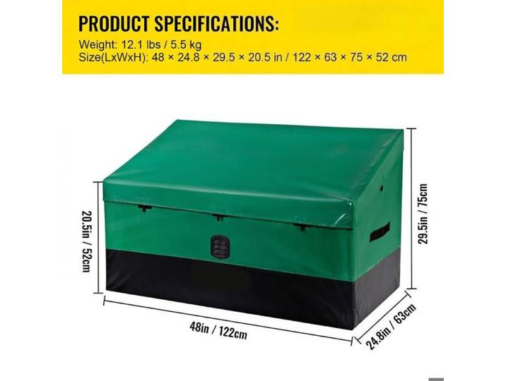 Coffre de rangement extérieur 440 L étanche boîte de stockage jardin avec cadre galvanisé pour terrasse et piscine