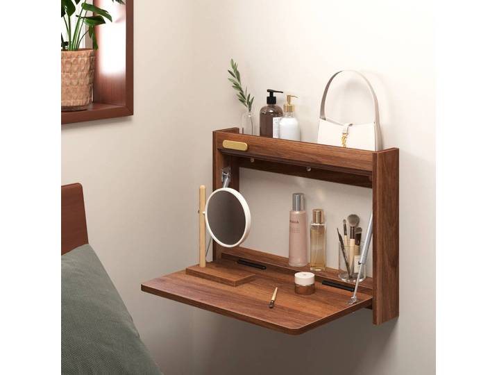 Coiffeuse Invisible de petite taille, Table pliante murale, rangement de bureau multifonctionnel, bureau de petite taille, maquillage