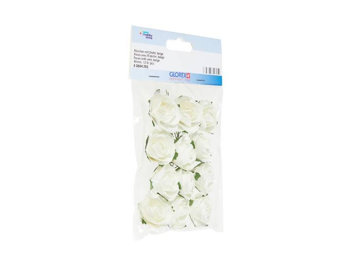 Glorex Röschen Beige mit Draht 4 cm 12 Stück