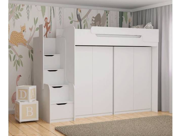 Möbel-Zeit Hochbett Hochbett DORIAN mit 2 Schränken