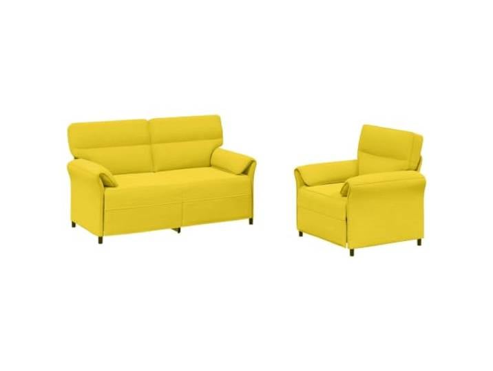 PUGYNBK Sofa-Set, 2 Stück, Hellgelb, Polyestergewebe, Metallrahmen Einfache Montage, weicher Schaumstoff, geschwungene Armlehnen, modernes rechteckiges Design, für den täglichen Gebrauch