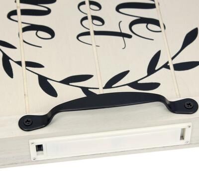 JAC Styles "Verona Home Sweet Home Wooden Serving Tray with LED, White & Black, 15.5""L - N/A"