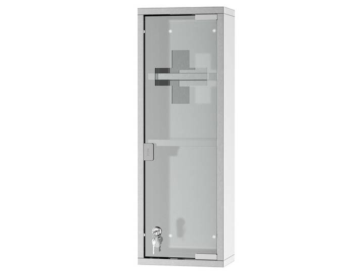 MEDIZINSCHRANK, Mattglas, 430 Edelstahl+gehärtete Glastür, Silber