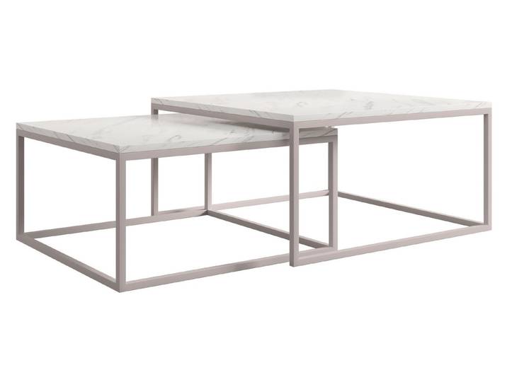 MIRJAN24 Couchtisch Dual Cashmere (2er-Set), Cashmere Vierkantrohrrahmen aus Stahl