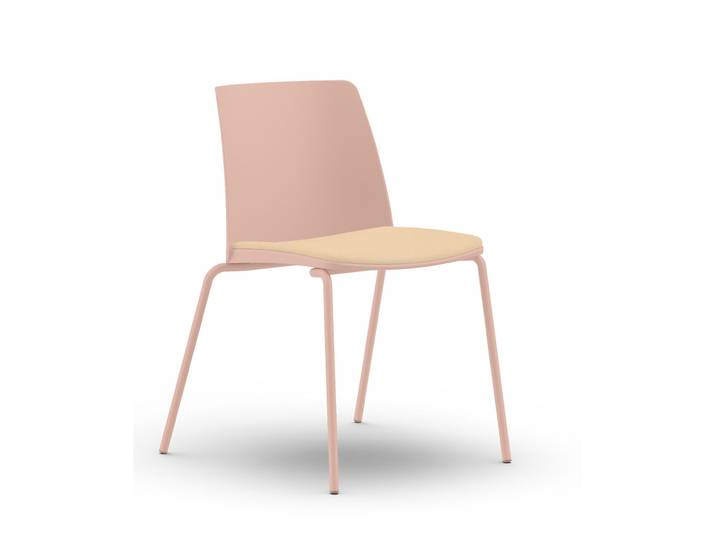 Chaise de réunion & visiteur Aria polypropylène assise tapissée piètement métal – Rose
