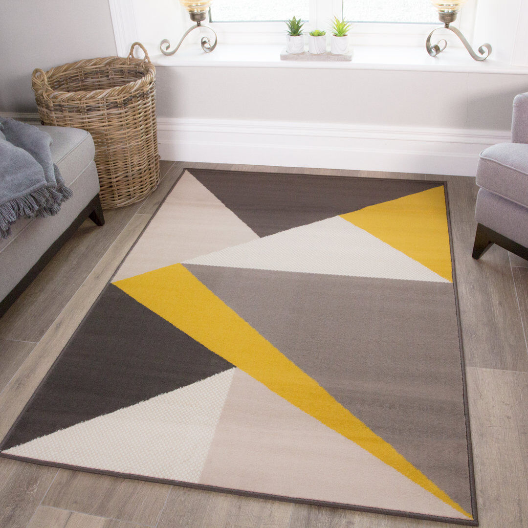 Norden Home Rectangle Abstract Area Rug Ochre/Gold/ Grey Rectangle 120 x 170cm