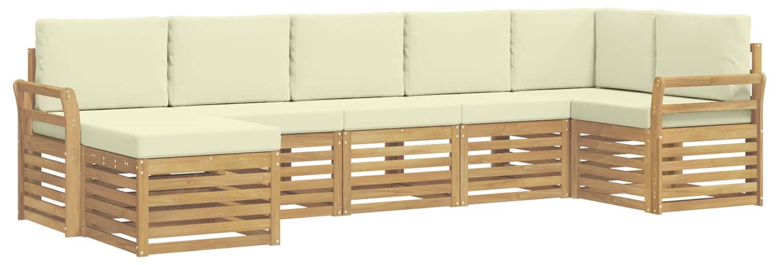 Outdoor-Sofagarnitur 7 stk. Weiß und Creme